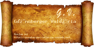 Günsberger Valéria névjegykártya